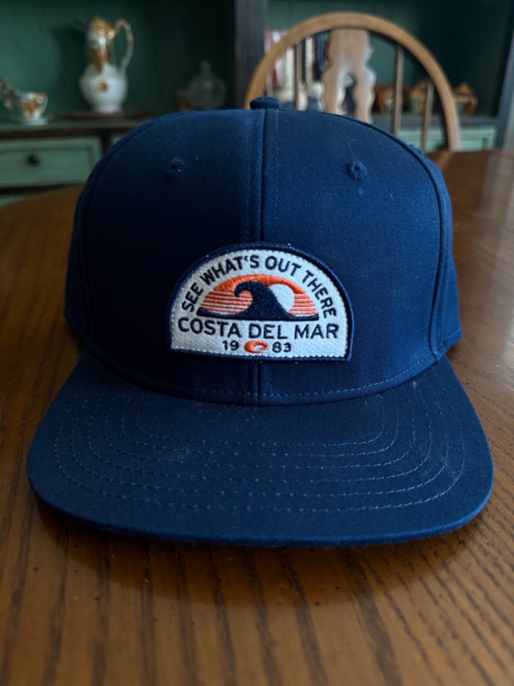 Costa Navy Embroidered Wave Patch Snapback Hat